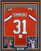 Framed Autographed/Signed Justin Simmons 35x39 Denver Retro Orange Football Jersey PSA/DNA COA