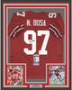 Framed Autographed/Signed Nick Bosa 35x39 Ohio State Red College Football Jersey JSA COA