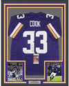 Framed Autographed/Signed Dalvin Cook 35x39 Minnesota Purple Football Jersey JSA COA
