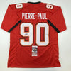 Autographed/Signed Jason Pierre-Paul Tampa Bay Red Football Jersey JSA COA