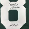 Framed Autographed/Signed Curtis Martin HOF 12 35x39 New York Green Football Jersey Beckett BAS COA