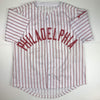 Autographed/Signed Jimmy Rollins Philadelphia Pinstripe Baseball Jersey Beckett BAS COA