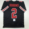Autographed/Signed JK J.K. Dobbins Ohio State Black College Football Jersey Beckett BAS COA