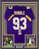 Framed Autographed/Signed John Randle 35x39 Minnesota Purple Football Jersey JSA COA