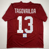 Autographed/Signed Tua Tagovailoa Alabama Red College Football Jersey Beckett BAS COA