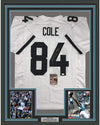 Framed Autographed/Signed Keelan Cole 35x39 Jacksonville White Football Jersey JSA COA