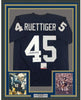 Framed Autographed/Signed Rudy Ruettiger 35x39 Notre Dame Blue College Football Jersey PSA/DNA COA