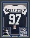 Framed Autographed/Signed Taco Charlton 35x39 Dallas Thanksgiving Day Football Jersey JSA COA