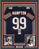 Framed Autographed/Signed Dan Hampton HOF 2002 35x39 Chicago Blue Football Jersey JSA COA
