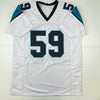 Autographed/Signed Luke Kuechly Carolina White Football Jersey Beckett BAS COA