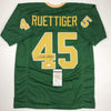 Autographed/Signed Rudy Ruettiger Notre Dame Green College Football Jersey JSA COA