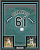 Framed Autographed/Signed Livan Hernandez 97 WS MVP 35x39 Florida Teal Baseball Jersey PSA/DNA COA