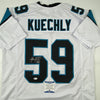 Autographed/Signed Luke Kuechly Carolina White Football Jersey Beckett BAS COA