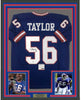 Framed Autographed/Signed Lawrence Taylor New York Blue Football Jersey PSA/DNA COA