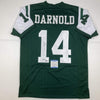 Autographed/Signed Sam Darnold New York Green Rookie Football Jersey Beckett BAS COA
