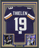 Framed Autographed/Signed Adam Thielen 35x39 Minnesota Purple Football Jersey Beckett BAS COA