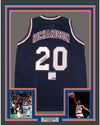 Framed Autographed/Signed Micheal Ray Richardson 35x39 New York Dark Blue Basketball Jersey PSA/DNA COA