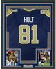 Framed Autographed/Signed Torry Holt 35x39 St. Louis Dark Blue Football Jersey Beckett BAS COA
