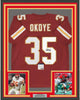 Framed Autographed/Signed Christian Okoye 35x39 Kansas City Red Football Jersey PSA/DNA COA