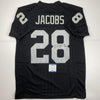 Autographed/Signed Josh Jacobs Las Vegas Oakland Black Football Jersey Beckett BAS COA