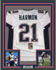 Framed Autographed/Signed Duron Harmon 35x39 New England White Football Jersey JSA COA