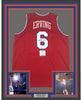 Framed Autographed/Signed Julius Erving Dr. J 35x39 Philadelphia Red Basketball Jersey Beckett BAS COA