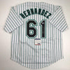 Autographed/Signed Livan Hernandez 97 WS MVP Florida Pinstripe Baseball Jersey PSA/DNA COA