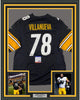 Framed Autographed/Signed Alejandro Villanueva 35x39 Pittsburgh Black Football Jersey PSA/DNA COA