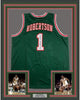 Framed Autographed/Signed Oscar Robertson 71 Champs 35x39 Milwaukee Green Basketball Jersey JSA COA