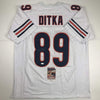 Autographed/Signed Mike Ditka Chicago White Football Jersey JSA COA