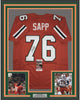 Framed Autographed/Signed Warren Sapp 35x39 Miami Orange College Football Jersey JSA COA