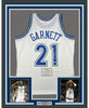 Framed Autographed/Signed Kevin Garnett 35x39 Minnesota Timberwolves White Authentic Mitchell & Ness Basketball Jersey Fanatics COA