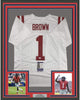 Framed Autographed/Signed AJ A.J. Brown 35x39 Ole Miss White College Football Jersey JSA COA
