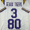 Autographed/Signed Odell Beckham Jr. & Jarvis Landry LSU White College Football Jersey JSA COA