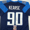 Autographed/Signed Jevon Kearse Tennessee Dark Blue Football Jersey JSA COA