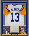 Framed Autographed/Signed Kurt Warner 35x39 St. Louis White Football Jersey GTSM COA