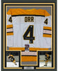 Framed Autographed/Signed Bobby Orr 35x39 Boston White Hockey Jersey JSA & GNR COA