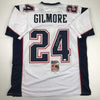 Autographed/Signed Stephon Gilmore New England White Football Jersey JSA COA