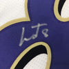 Autographed/Signed Lamar Jackson Baltimore White Football Jersey JSA COA