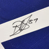 Framed Autographed/Signed Reggie Wayne 35x39 Indianapolis Blue Football Jersey JSA COA