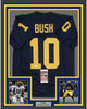 Framed Autographed/Signed Devin Bush 35x39 Michigan Blue College Football Jersey JSA COA