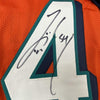 Framed Autographed/Signed Zach Thomas 35x39 Miami Orange Football Jersey JSA COA