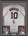 Framed Autographed/Signed Yulieski Yuli Gurriel 35x39 Houston White Baseball Jersey JSA COA