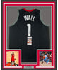 Framed Autographed/Signed John Wall 35x39 Houston Black Basketball Jersey JSA COA