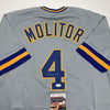 Autographed/Signed Paul Molitor Milwaukee Grey Baseball Jersey JSA COA