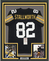 Framed Autographed/Signed John Stallworth 35x39 Pittsburgh Black Football Jersey JSA COA