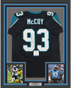 Framed Autographed/Signed Gerald McCoy 35x39 Carolina Black Football Jersey Beckett BAS COA