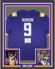 Framed Autographed/Signed Joe Burrow 35x39 LSU Tigers Purple Authentic Nike Game Football Jersey Fanatics COA