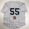 Autographed/Signed Domingo German New York Pinstripe Baseball Jersey JSA COA
