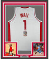 Framed Autographed/Signed John Wall 35x39 Houston White Basketball Jersey JSA COA